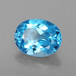 Topázio azul natural 2,54ct, corte oval, VVS