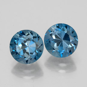 Pedras preciosas de topázio azul natural de  ct, corte redondo, VVS