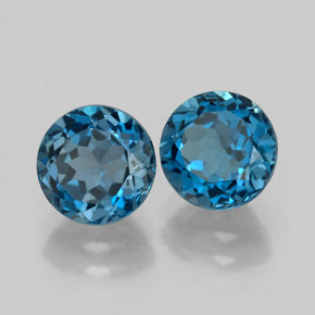 Pedras preciosas de topázio azul natural de  ct, corte redondo, VVS