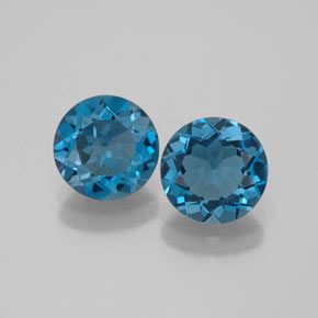 Pedras preciosas de topázio azul natural de  ct, corte redondo, VVS
