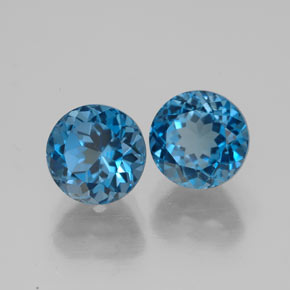 Pedras preciosas de topázio azul natural de  ct, corte redondo, VVS