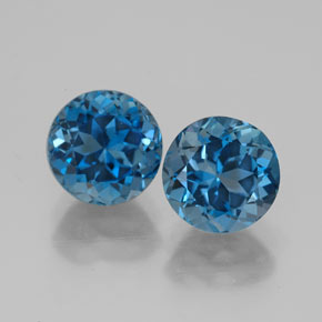 Pedras preciosas de topázio azul natural de  ct, corte redondo, VVS-VS
