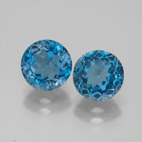Pedras preciosas de topázio azul natural de  ct, corte redondo, VVS
