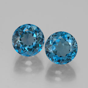 Pedras preciosas de topázio azul natural de  ct, corte redondo, VVS-VS