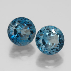 Pedras preciosas de topázio azul natural de  ct, corte redondo, VVS-VS