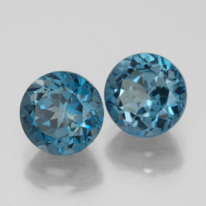 Pedras preciosas de topázio azul natural de  ct, corte redondo, VVS-VS