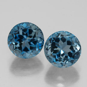 Pedras preciosas de topázio azul natural de  ct, corte redondo, VVS