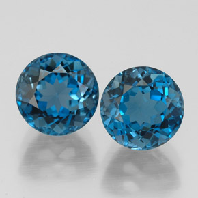 Pedras preciosas de topázio azul natural de  ct, corte redondo, VVS