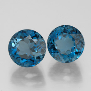 Pedras preciosas de topázio azul natural de  ct, corte redondo, VVS