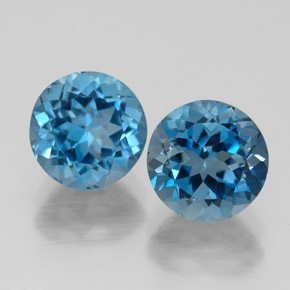 Pedras preciosas de topázio azul natural de  ct, corte redondo, VVS