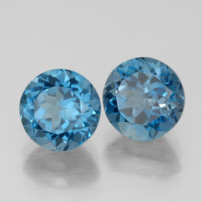 Pedras preciosas de topázio azul natural de  ct, corte redondo, VVS