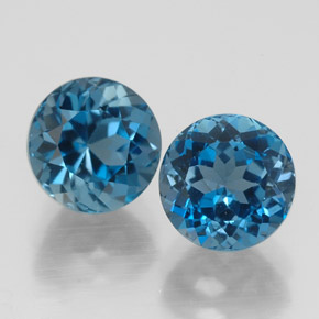 Pedras preciosas de topázio azul natural de  ct, corte redondo, VVS