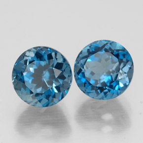 Pedras preciosas de topázio azul natural de  ct, corte redondo, VVS