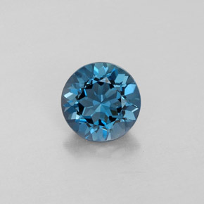 Topázio azul natural 1,45ct, corte redondo, VVS-VS