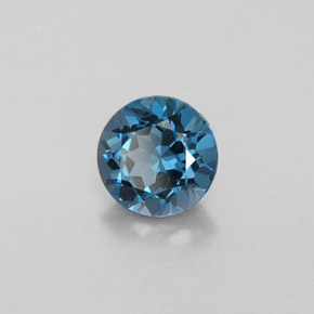 Topázio azul natural 1,45ct, corte redondo, VVS-VS