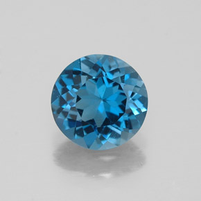 Topázio azul natural 1,53ct, corte redondo, VVS