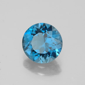 Topázio azul natural 1,53ct, corte redondo, VVS