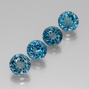 Pedras preciosas de topázio azul natural de  ct, corte redondo, VVS-VS