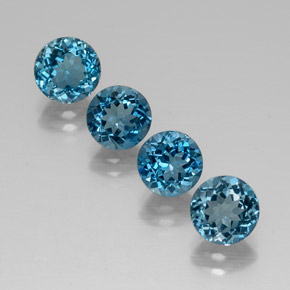 Pedras preciosas de topázio azul natural de  ct, corte redondo, VVS-VS