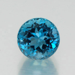 Topázio azul natural 2,12ct, corte redondo, VS-SI