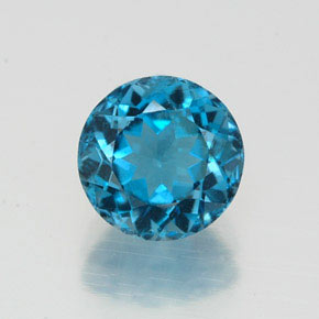 Topázio azul natural 1,73ct, corte redondo, VS-SI