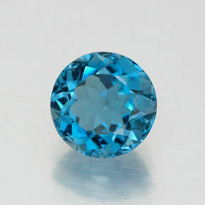 Topázio azul natural 1,73ct, corte redondo, VS-SI