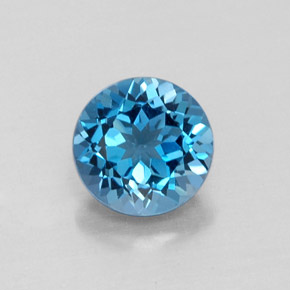 Topázio azul natural 1,65ct, corte redondo, VVS-VS