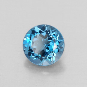 Topázio azul natural 1,65ct, corte redondo, VVS-VS