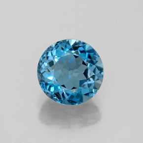 Topázio azul natural 1,53ct, corte redondo, VVS-VS