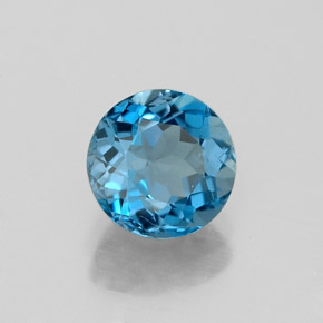 Topázio azul natural 1,53ct, corte redondo, VVS-VS