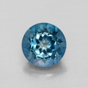 Topázio azul natural 1,82ct, corte redondo, VVS