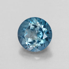 Topázio azul natural 1,82ct, corte redondo, VVS