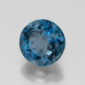 Topázio azul natural 2,68ct, corte redondo, VVS