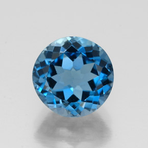 Topázio azul natural 2,62ct, corte redondo, VVS