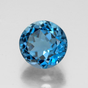 Topázio azul natural 2,62ct, corte redondo, VVS