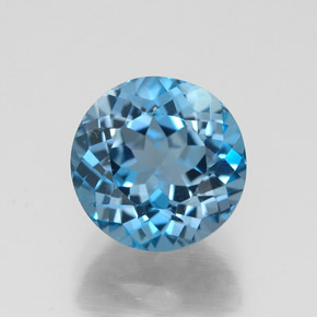 Topázio azul natural 2,79ct, corte redondo, VVS