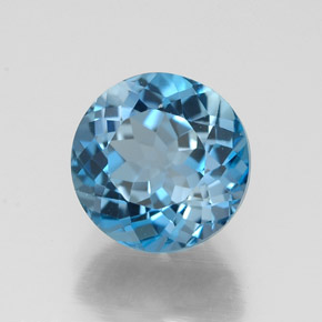 Topázio azul natural 2,79ct, corte redondo, VVS