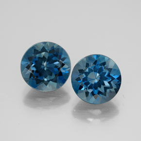 Pedras preciosas de topázio azul natural de  ct, corte redondo, VVS