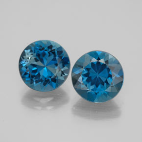 Pedras preciosas de topázio azul natural de  ct, corte redondo, VVS