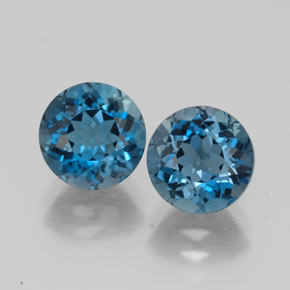 Pedras preciosas de topázio azul natural de  ct, corte redondo, VVS