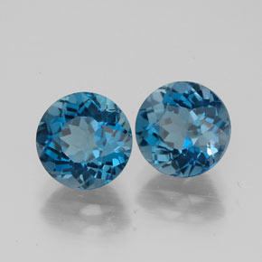Pedras preciosas de topázio azul natural de  ct, corte redondo, VVS