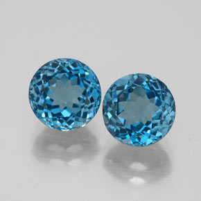 Pedras preciosas de topázio azul natural de  ct, corte redondo, VVS