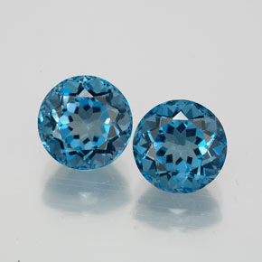 Pedras preciosas de topázio azul natural de  ct, corte redondo, VVS