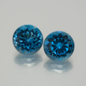 Pedras preciosas de topázio azul natural de  ct, corte redondo, VVS-VS