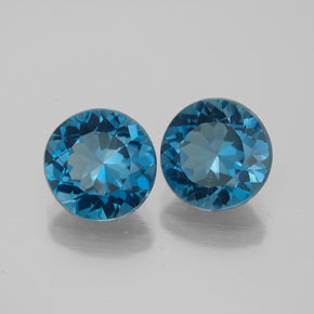 Pedras preciosas de topázio azul natural de  ct, corte redondo, VVS
