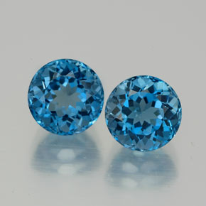 Pedras preciosas de topázio azul natural de  ct, corte redondo, VVS