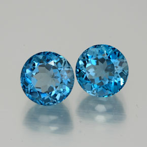Pedras preciosas de topázio azul natural de  ct, corte redondo, VVS