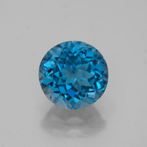 Topázio azul natural 2,63ct, corte redondo, VS-SI