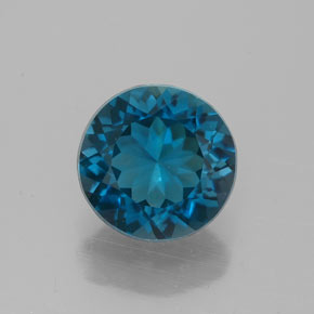 Topázio azul natural 2,32ct, corte redondo, VVS