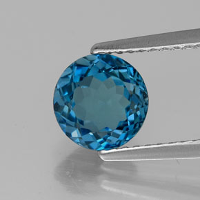 Topázio azul natural 1,71ct, corte redondo, VVS